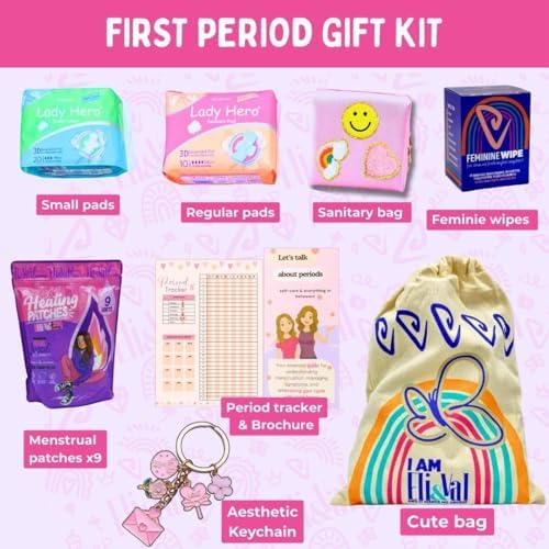 Period Kit for Tweens - First Period Kit for Girls 9-12 10-14 for School- Comfort Fit Feminine Pads Designed for Tween Teens Needs- Period Bags for Teen (Pink)