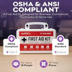 OSHA Compliant First Aid Kit - 10 Person, Type III, ANSI Class A, 111 Pieces Emergency Kit for Business, Office, Home, Workplace, Truck, Car & Construction Site - Latex Free, Wall Mountable | ProHeal