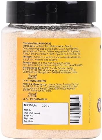 Urban Platter Vegetable Bouillon & Broth Powder | 7.05 Oz (200g) | Vegetable Stock to Your Favorite Soups, Stews, Sauces & Risottos | Gourmet Broth Powder | Low Calories | No Animal Content