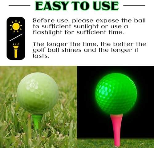 Deekin Glow in The Dark Golf Balls for Night Sports Fluorescent Night Glow Golf Balls Gift Novelty Light up LED Stocking Stuffers for Men Women