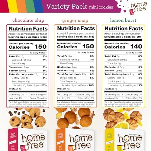 Homefree Treats — Vegan Cookies Variety Pack – Allergy Safe School Snacks – Peanut Free, Gluten Free, Egg Free, Dairy Free – Yummy Crunchy Cookie Assortment, Kosher Pareve (6 Count)