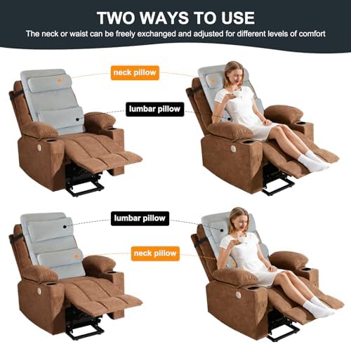 2-in-1 Neck & Lumbar Support Pillow with Adjustable Height and Ergonomic backrest Design, Suitable for recliners, Sofas, high-Back Rocking Chairs, Relieve Back Pressure.