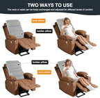 2-in-1 Neck & Lumbar Support Pillow with Adjustable Height and Ergonomic backrest Design, Suitable for recliners, Sofas, high-Back Rocking Chairs, Relieve Back Pressure.