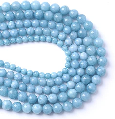 8MM 46PCS Blue Aquamarine Jade Loose Beads for Jewelry Making DIY Bracelet