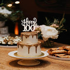 LASKYER Happy 100th Birthday Decorations,100th Birthday Gold Rhinestone Cake Topper - Cheers to 100 Years Old Bday Party Metal Sparkly Cake Centerpieces Sign.