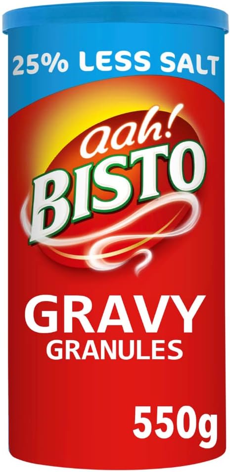 Bisto Flavoursome & Delicious Reduced Salt Gravy Granules for Hearty Family Mealtimes, 550 g Drum (Pack of 1)