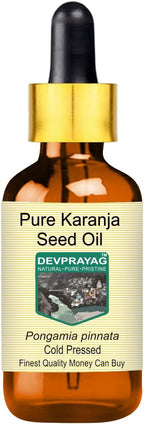Pure Karanja Seed Oil (Pongamia pinnata) with Glass Dropper Cold Pressed 15ml (0.50 oz)