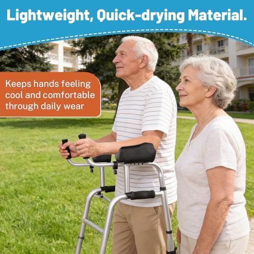 Forearm Pads for Upright Walkers (2Pcs), Soft Shock-Absorbing Foam Arm Rest Cushions for Seniors, Non-Slip Bottom, Washable, Easy Install Stand Up Walker Accessories, Pressure Relief & Walking Support