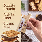 Quest Nutrition S'Mores Protein Bars, 21g Protein, 1g Sugar, 4g Net Carb, Gluten Free, Keto Friendly, 12 Count
