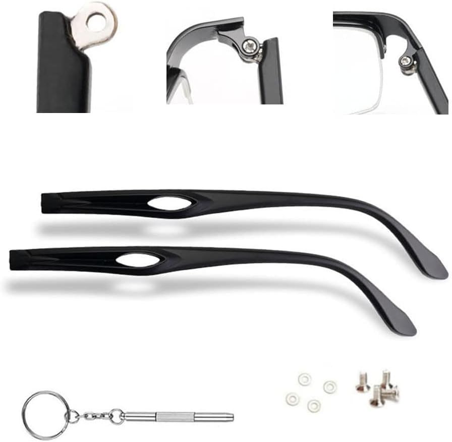 Glasses Frame Replacement Temple Arm Eyeglasses Repair Replacement Temple Eyewear TR 90 Frame Arms and Screwdriver