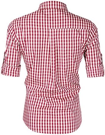 Men's German Bavarian Oktoberfest Casual Plaid Dress Shirt Checkered Button Down Shirts Long Sleeve Classical Shirts