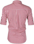Men's German Bavarian Oktoberfest Casual Plaid Dress Shirt Checkered Button Down Shirts Long Sleeve Classical Shirts