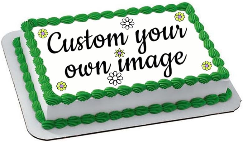 Create your own Custom Edible Cake topper image personalized photo, logo- 1/2 sheet (16" x 10") half sheet