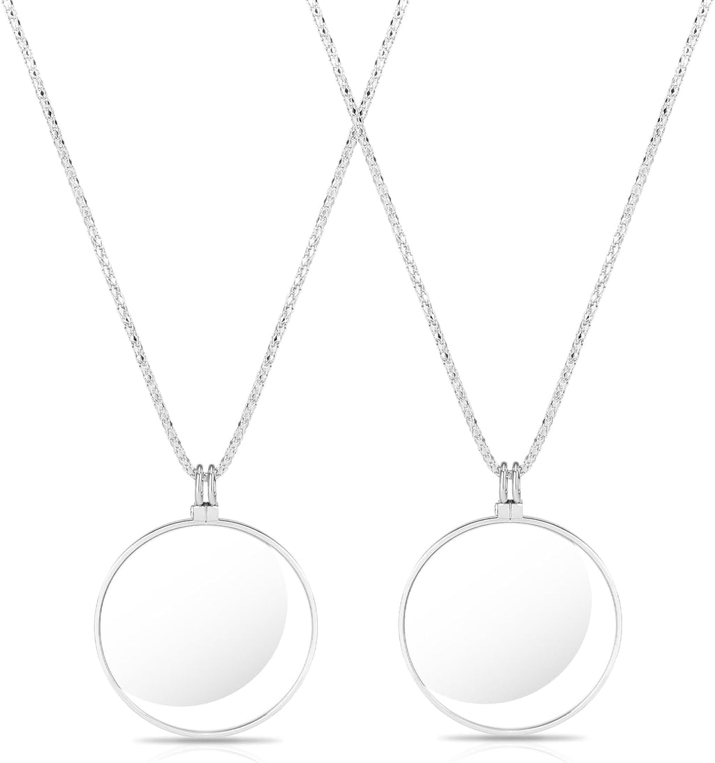 5X Magnifying Glass Necklace Vintage Magnifying Glass Pendant Necklace Monocle Lens Necklace Magnifying Glass on a Chain 1.7 Inch Diameter Glass Lens for Reading, Jewelry, Needlework