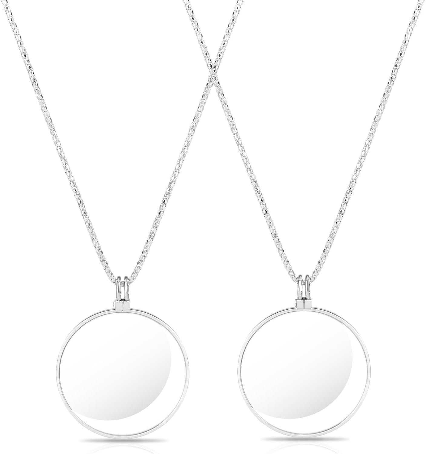5X Magnifying Glass Necklace Vintage Magnifying Glass Pendant Necklace Monocle Lens Necklace Magnifying Glass on a Chain 1.7 Inch Diameter Glass Lens for Reading, Jewelry, Needlework