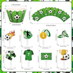 48 Pack Soccer Cupcake Toppers and Wrappers, Soccer Ball Party Cake Decoration for Sport Theme Birthday Party Baby Shower Supplies