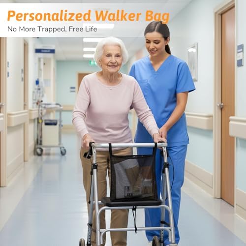 Walker Side Bag Walker Bags Folding WalkerLightweight Side WalkerBasket Organizer Mesh Bags for Most Walkers WithSide Bar for Seniors Rollator Accessories