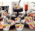 Halloween Cupcake Toppers Wrappers, Cake Halloween Decoration Bloodstain Cake Knife Scissors Food Decor Party Supplies (24 sets(48pcs))