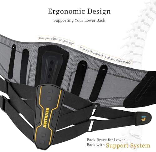 JIUFENTIAN Back Brace for Lower Back with Support System for men and Women -Lumbar Support Brace for Herniated Disc Lower Back Brace for Sciatica, Scoliosis,Heavy Lifting and Work(X-Large)