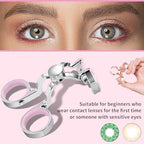 Contact Lens Wearing Aids, Portable Contact Lens Eyelid Stretcher, Color Contact Lens Wearing Tool with Insert or Remove Tool/Tweeers/Contact Lens Case (Yellow)