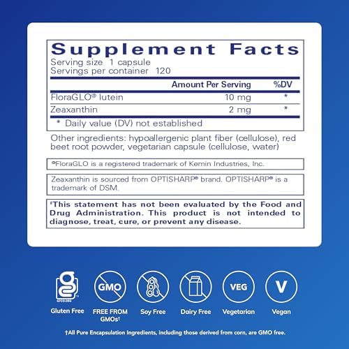 Pure Encapsulations Lutein & Zeaxanthin - Supports Overall Vision* - Maintains Macular Pigment & Eye Health* - Antioxidant Support* - Vegan-Friendly & Non-GMO - 120 Capsules