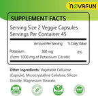Potassium Citrate 1000mg, Potassium Supplement for Leg Cramps, Muscle & Heart Health, Vegan, Non-GMO, Gluten Free, 90 Capsules