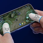 Mobile Phone Game Finger Sleeves [6pcs], Anti-Sweat Breathable,Gaming Sleeve,Thumbs Finger Gloves Cover Sleeve for League of Legend, PUBG, Rules of Survival, Knives Out (Gray [Glass-Silver Fiber])