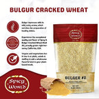Bulgur Cracked Wheat Medium Coarse #2, 2 LB Bag (32oz) | USA Grown Bulgar Wheat for Tabouleh | 100% Natural & Pure | Great for Vegan Recipes by Spicy World