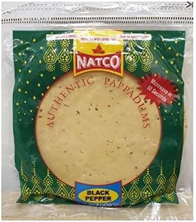 Natco Black Pepper Pappadums - 200g - (pack of 2)