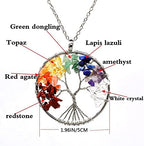 KMYA Healing Crystals Tree of Life Necklace, 7 Chakra Rainbow Jewelry Set, Anxiety Relief Bracelet, Crystal Stones for Chakra Repair