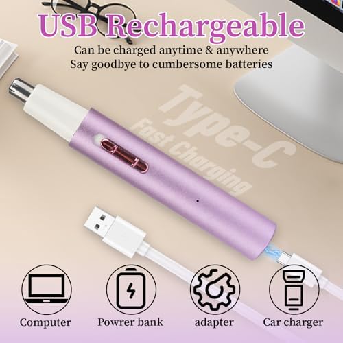 2026 Rechargeable Nose & Ear Hair Trimmer, Dual-Edge Blade Electric Clipper for Women Men, Facial & Eyebrow Hair Removal Tool, Powerful Motor, Painless, Easy to Clean (Multicolor)