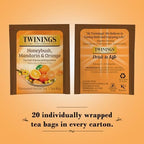 Twinings Honeybush Mandarin & Orange Herbal Tea 2-Pack (20 Tea Bags Ea) – Naturally Caffeine-Free Tea + Reusable Tea Bag Holder