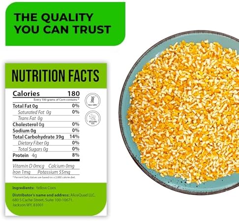 Dried Yellow Hominy Corn, Split Hominy for Pozole, Grits, Soups – Authentic Southern & Mexican Recipes – Non-GMO, Gluten-Free, 32 oz