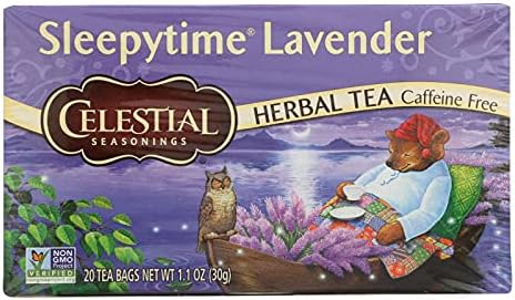 Celestial Seasonings Sleepytime Lavender Herbal Tea, Caffeine Free, Non GMO, 20 Bags (Pack Of 6)