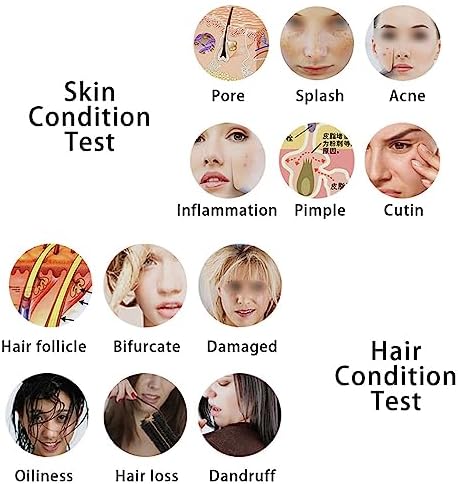 Skin Diagnosis Hair Analyzer, 5 Inch Digital Skin Detector Analyser Scalp Analysis Machine Skin Pigment Tester with LCD Screen (US Plug)