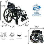 Lightweight Foldable Self Propelled Wheelchair - Self-Propelled Transfer Wheelchairs,17.5" Seat Width, Special Edition, Black
