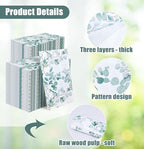 SietDESEO 50 Pieces 3-Ply Greenery Eucalyptus Napkins - 13 x 15.7 Inches Disposable Guest Bathroom and Dessert Napkins - Hand Towels for Wedding, Birthday, Party, Paper Dinner