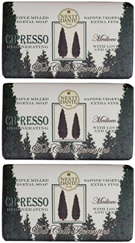 "Cipresso Mediceo" Regenerating Triple Milled Perfumed Vegetal Soap,"Dei Colli Fiorentini" Line 8.8 Ounces (250g) Package (Pack of 3) [ Italian Import ]