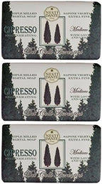 "Cipresso Mediceo" Regenerating Triple Milled Perfumed Vegetal Soap,"Dei Colli Fiorentini" Line 8.8 Ounces (250g) Package (Pack of 3) [ Italian Import ]