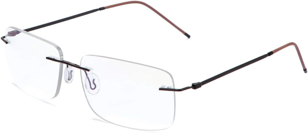Rimless Progressive Multifocus Reading Glasses Blue Light Blocking No Line Multifocal Computer Readers for Women Men Rectangular Eyewear Titanium Lightweight Magnification Presbyopia Eyeglasses