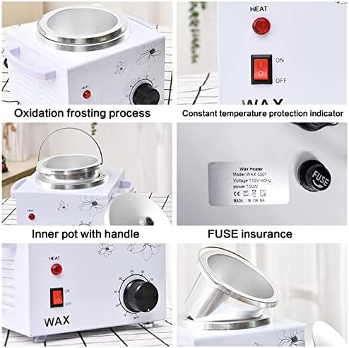 Portable Wax Warmer Machine for Painless Hair Removal, Women Men Professional Wax Heater with Adjustable Temperature Set, 20pcs Sticks (White - Single Pot)