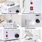 Portable Wax Warmer Machine for Painless Hair Removal, Women Men Professional Wax Heater with Adjustable Temperature Set, 20pcs Sticks (White - Single Pot)