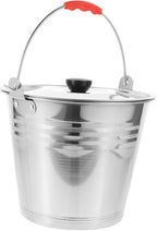 Garneck 304 Stainless Steel Multi-Functional Water Bucket with Lid Thickened Ice Bucket for Pasture and Camping Sturdy Pail with Handles for Easy Carrying