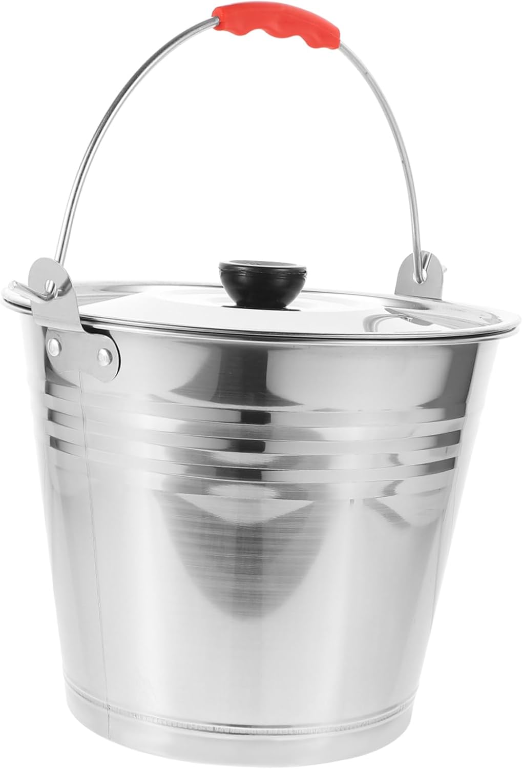 Garneck 304 Stainless Steel Multi-Functional Water Bucket with Lid Thickened Ice Bucket for Pasture and Camping Sturdy Pail with Handles for Easy Carrying