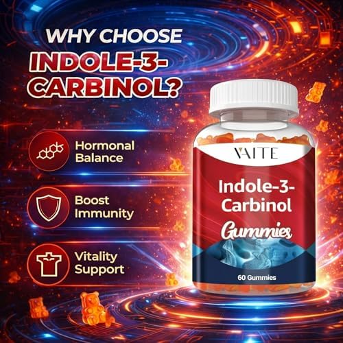 VAITE Indole 3 Carbinol 400mg Gummy Supplement – Indole-3-Carbinol for Hormonal Balance & Antioxidant Support, 60 Vegan Chewables for Men and Women, Non-GMO, Gluten-Free, Wellness Products