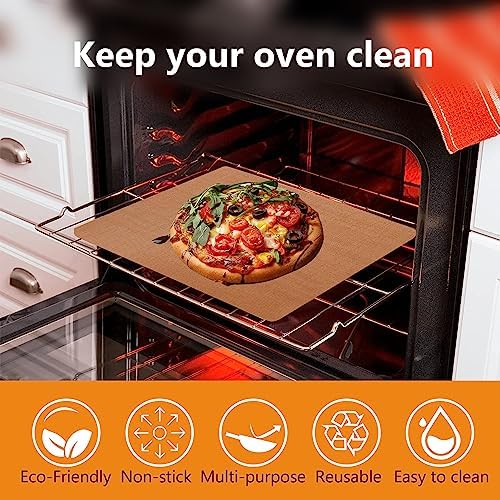 UBeesize 2 Pack XL Thickened Copper Oven Liners for Bottom of Oven, Reusable 17x25 Inch Heavy Duty Non Stick Teflon Oven Mats BPA & PFOA Free, Fit Electric Gas Toaster Convection Ovens Grills