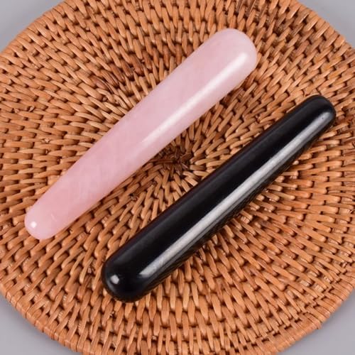 Natural Stone Massagestick Crystal Mineral Quartz Eye Acupoint Pen Gua Sha Yoni Wand Relax Body Beauty Tool(Rock Quartz)