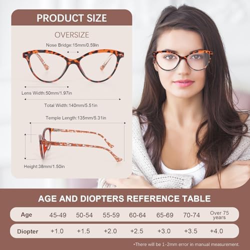 Reading Glasses Cat Eye 4 Pair Comfort Spring Hinges Fashion Ladies Eyeglasses