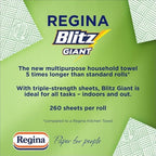 Regina Blitz Giant – 1 Roll Multi-Purpose Household Towels, 3 Ply, 260 Sheets Per Roll, Triple Layered Strength, Household Towels Made With Virgin Pulp, Recyclable Paper Packaging, and FSC Certified