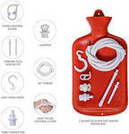 Enema Bag Kit 2 Quart Home Water & Coffee Colon Cleansing Kit BPA Free Hot-Water Bag with 5 Foot Long Hose